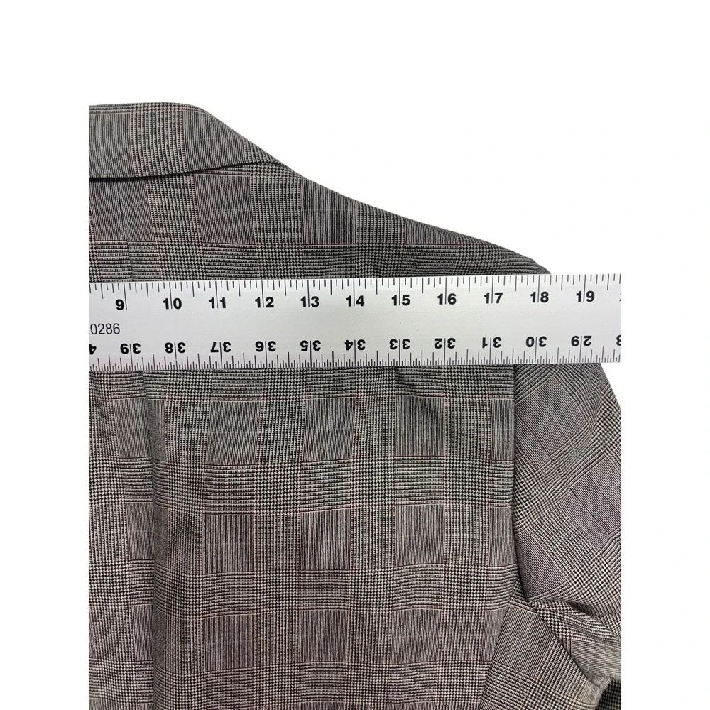 vtg Palm Beach 40L 33x32 Black White Red Glen Plaid 2pc Pant Suit Bootcut Wool